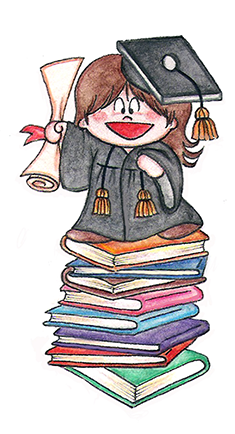 vedi dettaglio Festa di Laurea: Bimba su libri mascotte